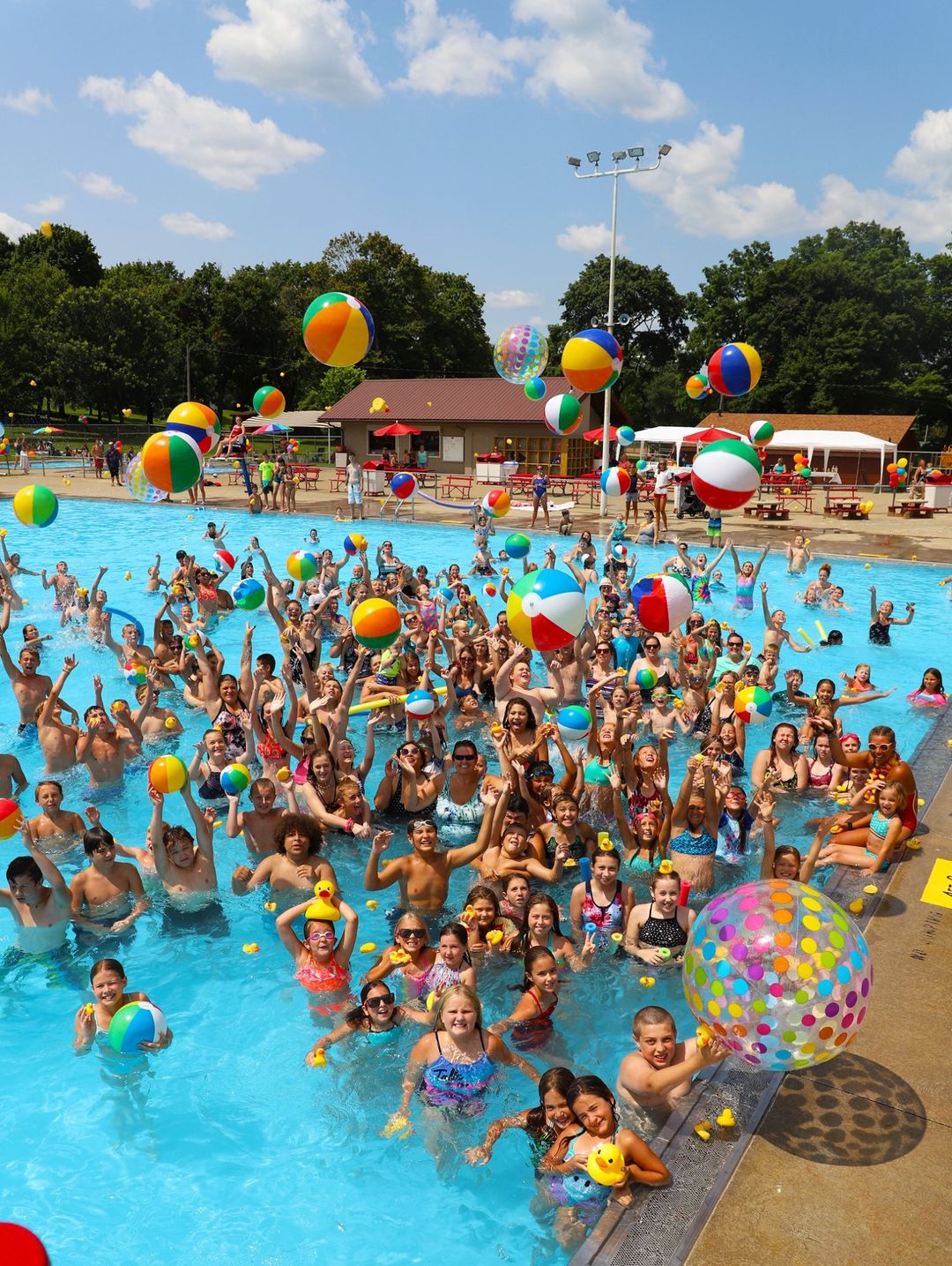 brookside pool party in ashland ohio beach balls and kids