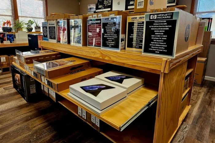 computers on a sales table