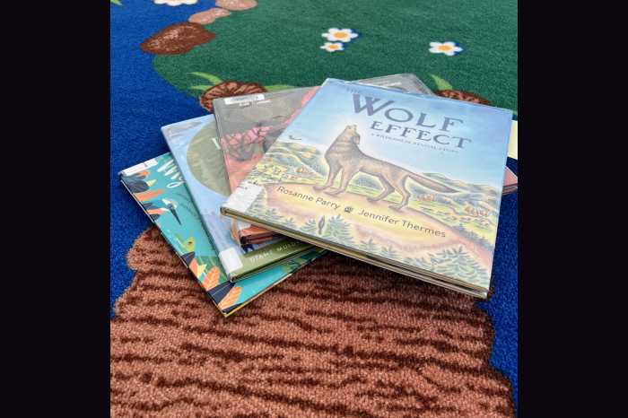 Picture of children's books in a pile