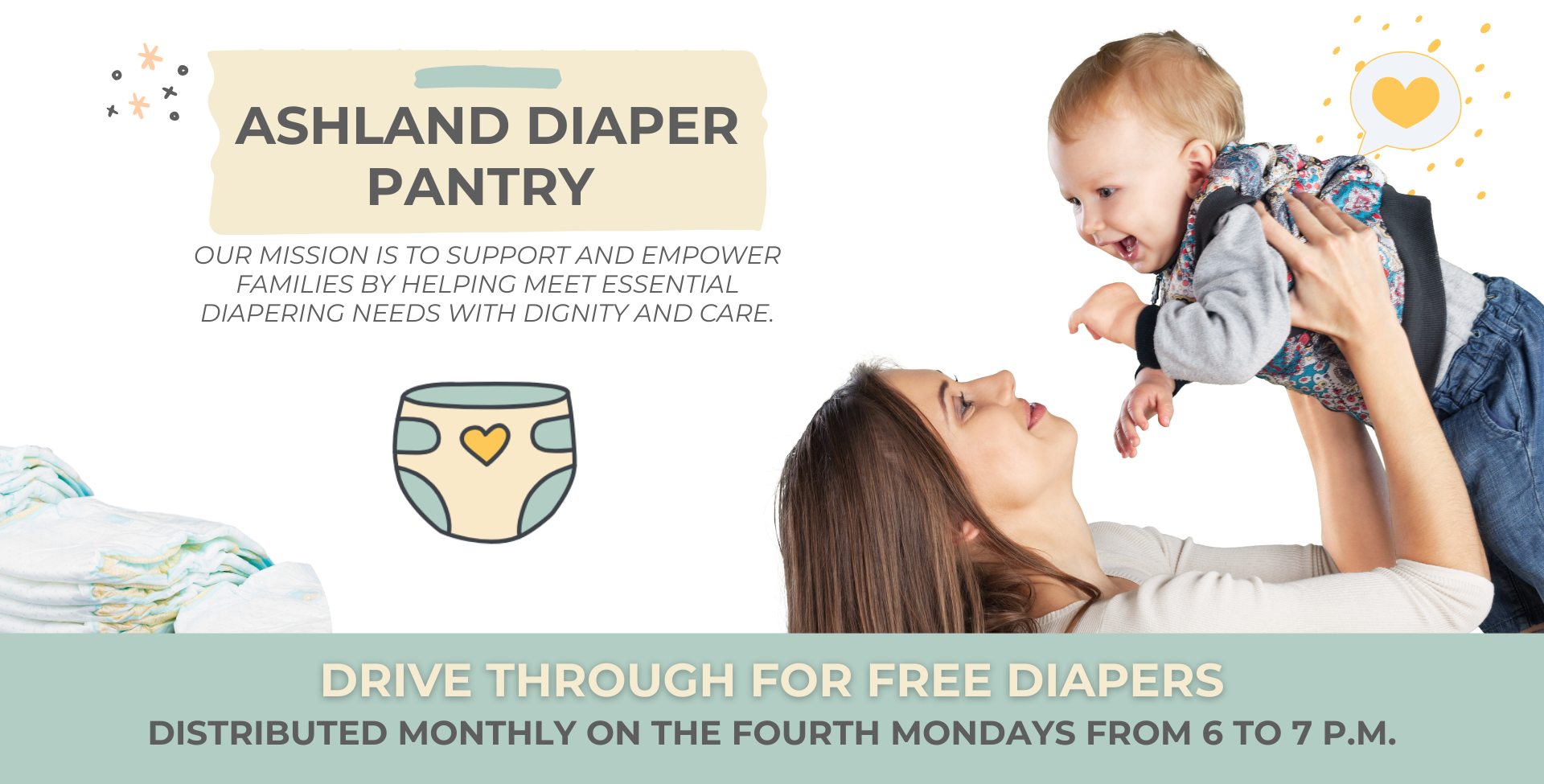 A smiling mother holds a happy looking baby up above her face